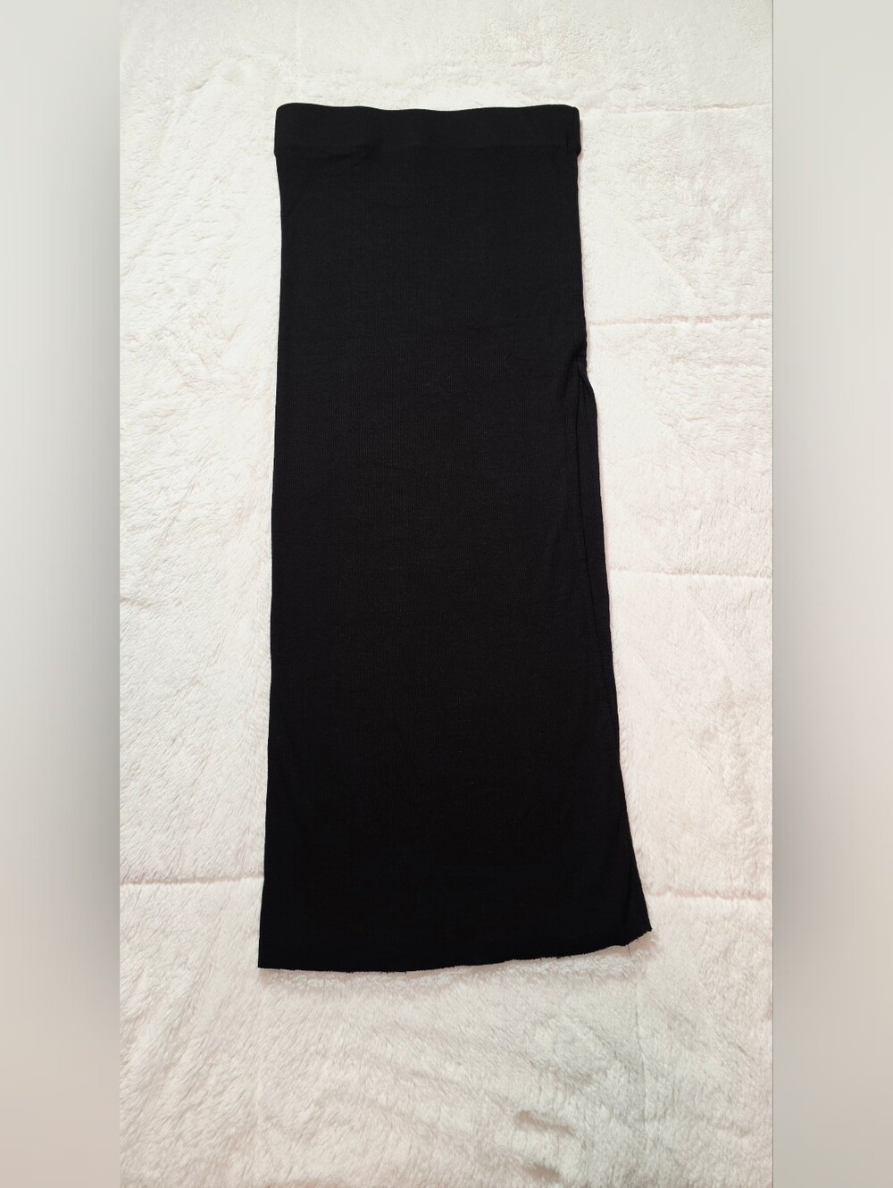Cotton Citizen Black Maxi Skirt — Slim Ribbed Knit(BBX2-03)